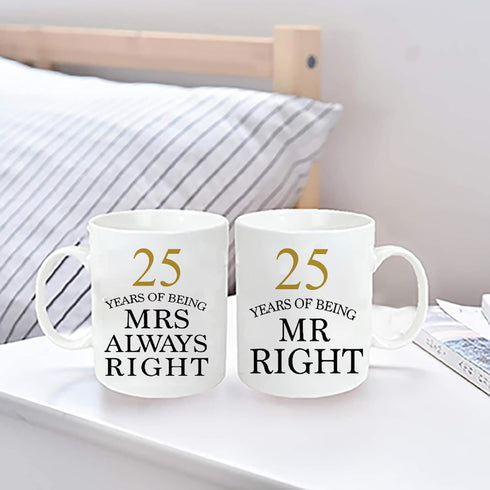25th Wedding Coffee Mugs Set